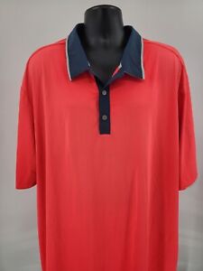 Adidas Polo Golf Shirt 3XLT TALL Pink Orange Golfer Outdoor Preppy  Men