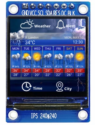 1,3 Zoll TFT IPS LCD Display Modul 240x240 SPI für Arduino Raspberry Pi - Bild 1 von 4
