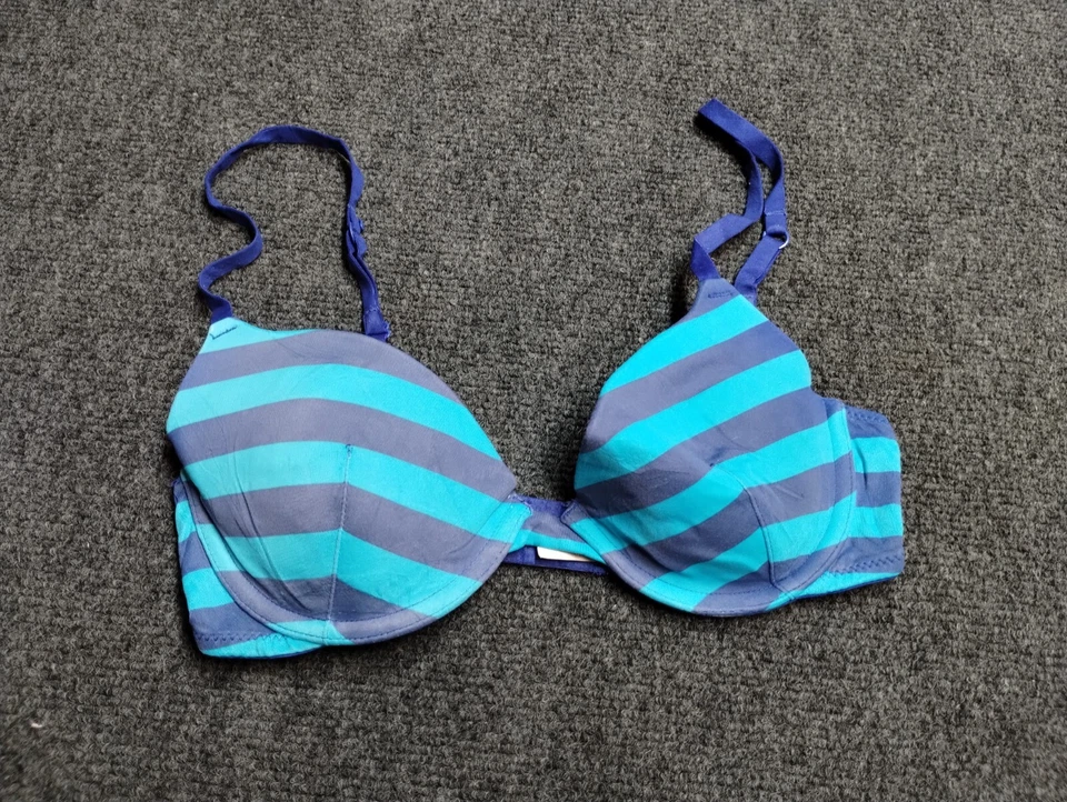 Sujetador Flirtitude para mujer 34B azul a rayas con aros FavePush Up Foto 1 de 3
