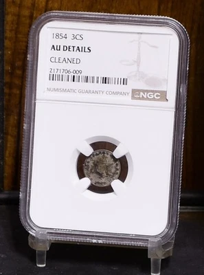 1854 3CS Three Cent Silver - NGC AU Details, Cleaned (#60032) - Image 1 of 4