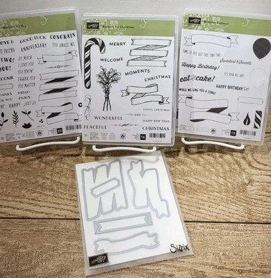 Stampin' up!  BUNCH OF BANNERS DIES & 3 BANNER Stamp Sets - Image 1 of 4