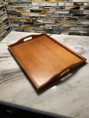 Bandeja de servir vintage de madera de teca genuina Tailandia Foto 1 de 4