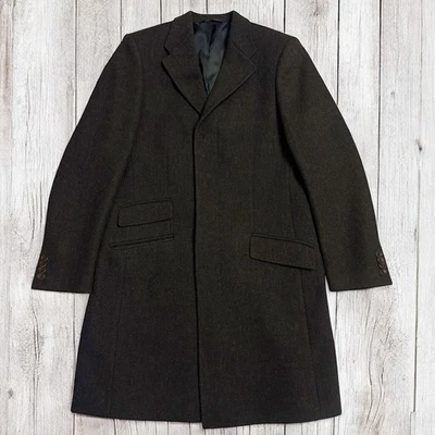 Abrigo largo de tweed marrón mezcla de lana Banana Republic de colección para hombre ~ talla M Foto 1 de 4