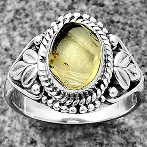 Natürlicher gelber Skapolith grober 925 Sterling Silber Ring Gr.7 Schmuck R-1300 - Bild 1 von 5