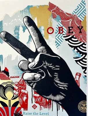 Shepard Fairey — RAISE THE  LEVEL ☮️ Signed & Numbered Art Print MINT OBEY GIANT - image 1 of 4
