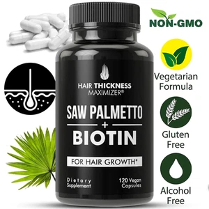 SAW PALMETTO+BIOTIN Hair Growth Hair Follicle Health and Prevention of Hair Loss - Picture 1 of 6