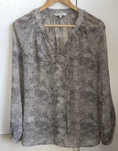 Laura Ashley Size 12 Semi Sheer Blouse White With Animal Style Print  - Picture 1 of 9