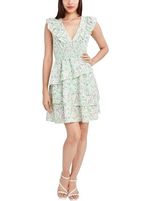 Vestido corto sin mangas forrado falda trasera verde BCBGENERATION para mujer L Foto 1 de 4