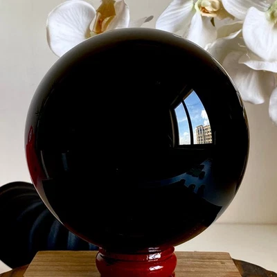 Polished Obsidian Sphere - Shiny Black Crystal Ball - 9.3LB - Image 1 of 4