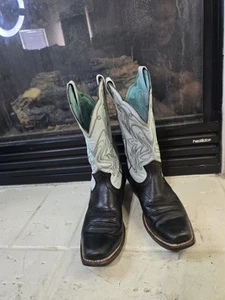 Botas vaqueras Ariat negras azules recortadas punta cuadrada silla de montar talla 6,5B - Imagen 1 de 17