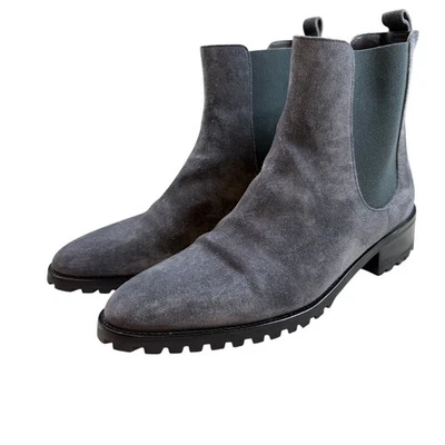 Manolo Blahnik Women's Gray Suede Chelsea Lug Sole Ankle Boots Size 8.5 (39) - Image 1 of 4