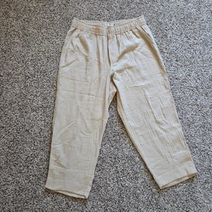 Madewell Lightspun Pull-On Balloon Pants Women’s 1X NE147 Gauze Beige Pockets - Picture 1 of 6