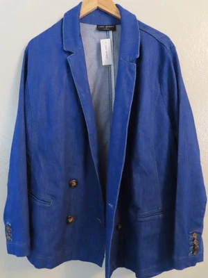 Jaqueta Blazer LANE BRYANT Botão para Baixo Jeans Look Carreira Trabalho Tamanho 18 Nova Com Etiqueta $99.95 - Imagem 1 de 4