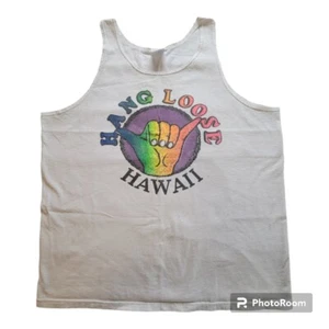 Hang Loose Hawaii Delta Tank Gr. XL Vintage USA Baumwolle Grafikdruck Regenbogen  - Bild 1 von 7