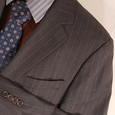 Brooks Brothers Suit Jacket Mens 42L Gray Pinstriped Sport Coat 2 Bttn 1 Vent - image 1 of 4