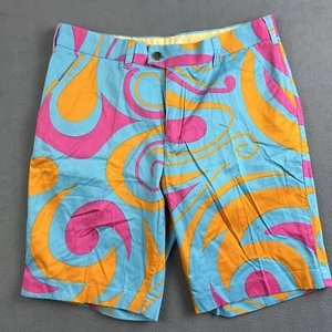 Loudmouth Shorts Mens 34 Colorful Cotton Geometric Tropical 10” Inseam Golf - Picture 1 of 15