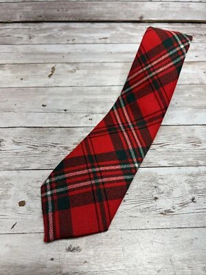 Corbata de lana vintage verde rojo verde cuadros escocés Scott tartán vacaciones Foto 1 de 4