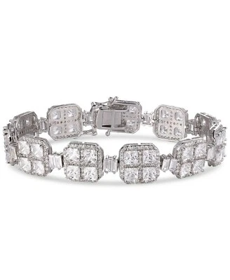 Brazalete Tiara Circonita Cúbica Cuadruple Racimo Eslabón Distintivo en Plata de Ley Foto 1 de 4
