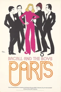 Póster Original Vintage Lauren Bacall and the Boys París 1968 Moda - Imagen 1 de 1