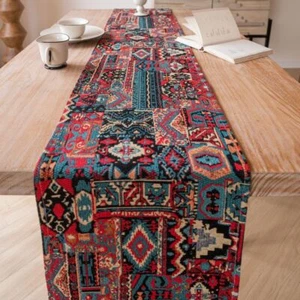 Table Runner Jacquard Table Cover with Tassel Vintage Tablecloth Home Decor - Picture 1 of 23