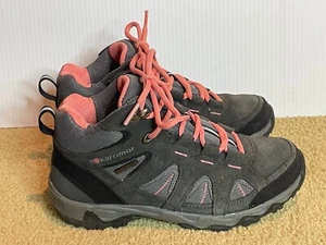 Karrimor Childrens Mount Mid Top Leather Suede Hiking Boots Gray Coral Youth 2 - Picture 1 of 8