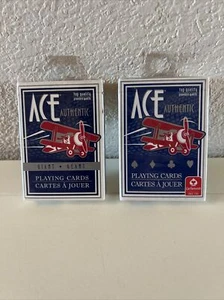 2 Ace Authentic Bi-wing Plane Standard & Giant Playing Cards Cartamundi USA - Picture 1 of 5