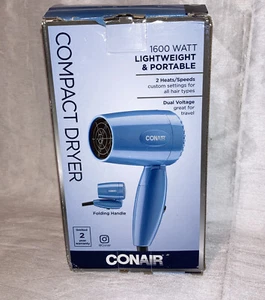 Conair 1600 Watt Compact Hair Dryer with Folding Handle, Dual Voltage Travel Dry - Picture 1 of 12