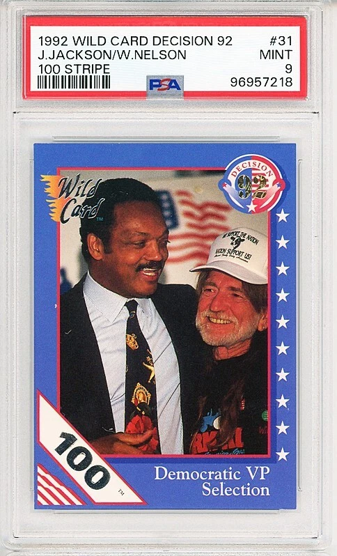 1992 年 - 威利·尼尔森 - PSA 9 通配卡决定 92 100 条纹音乐/政治卡 — 第 1/1 张图片