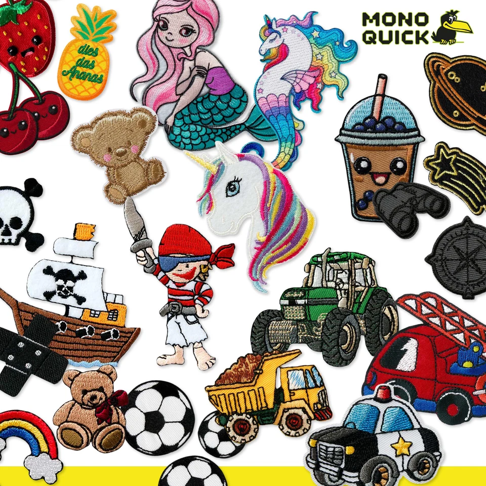 Mono-Quick Patches Aufbügler Applikationen Flicken Aufnäher Kindermotive Früchte - Bild 1 von 1