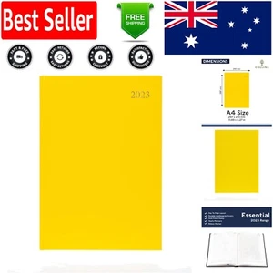 Elegant Yellow A4 Day to Page Diary - Yearly Planner with Ribbon Marker - Picture 1 of 11