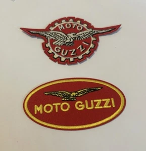 MOTO GUZZI CLASSIC RETRO PAIR OF IRON/SEW ON MOTORCYCLE PATCHES - Picture 1 of 1