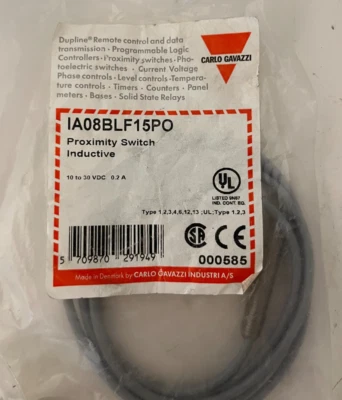Carlo Gavazzi IA08BLF15PO Inductive Proximity Sensor M8 10-30VDC New in Bag - Image 1 of 4
