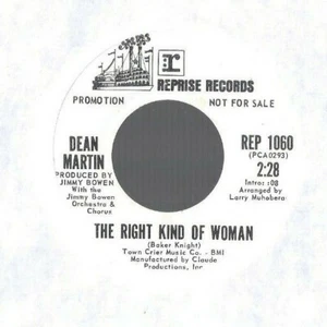 DEAN MARTIN The Right Kind of Woman 45 RECORD NEAR MINT DJ PROMO  - Picture 1 of 1