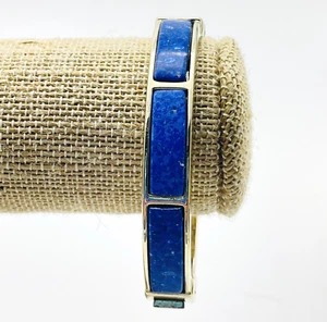Brazalete Brazalete Brazalete Bisagras Tono Dorado Azul Firmado LOFT Clamper - Imagen 1 de 7