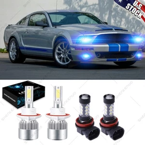 For Ford Mustang 2005-2012 8000K H13 LED Headlight Hi/Low Beam + Fog Light Bulbs - Picture 1 of 12