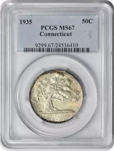 Connecticut Commemorative Silver Half Dollar 1935 MS67 PCGS - Picture 1 of 4