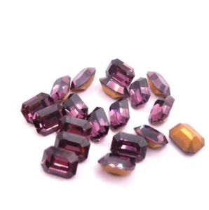 Rhinestone Crystal Amethyst 12 pack - 8mm x 6mm Octagon Faceted Vintage Gems - Picture 1 of 3