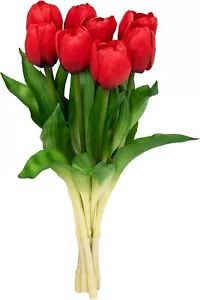 Real Touch Artificial Tulips (Set of 8) - Lifelike Silk Flowers for Wedding Bouq - Picture 1 of 6