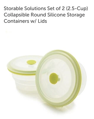 STORAGE SOL 4 PC Silicone collapsible Food Storage Containers Clear & GREEN Set - Image 1 of 4