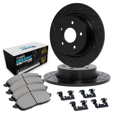 For Volvo 244 75 Drilled & Slotted Front Brake Kit w Euro Ceramic Pads - Image 1 of 2