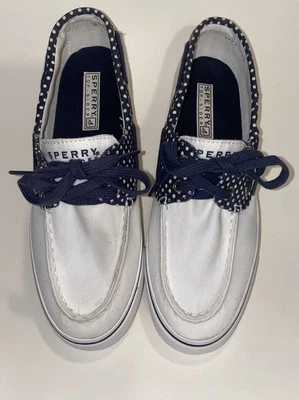 Zapatos para mujer Sperry Top Sider talla 7 Preppy Biscayne blanco lona barco Foto 1 de 4