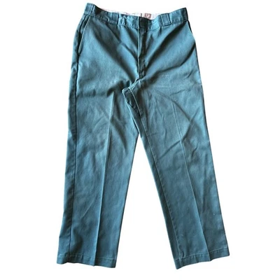Calça de trabalho vintage Dickies 874 W09066 feita nos EUA 37x32 rara aço desbotado verde - Imagem 1 de 4