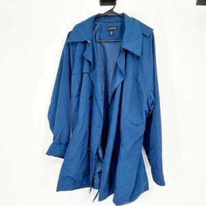 Lands End Blue Belted Rain Jacket Trench Size XL 18-20 - Picture 1 of 5