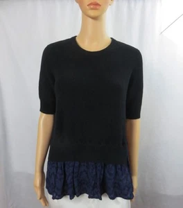 Maglione girocollo nuovo cotone by autunno cashmere combinato nero taglia XS NUOVO CON ETICHETTE - Foto 1 di 5