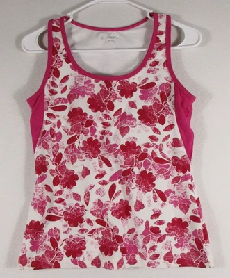 Camiseta sin mangas floral Danskin para mujer sin mangas cuello redondo talla M rosa/blanco Foto 1 de 4