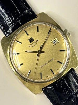 TISSOT Seastar Seven Vintage 1970’s Men’s Manual Date Gold Dress Watch - image 1 of 4