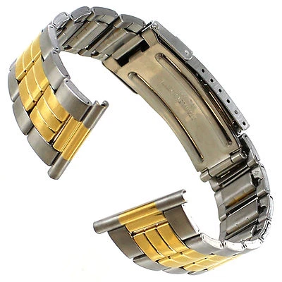 Correa de reloj ROWI de 24 mm de extremo recto de dos tonos de acero inoxidable con cierre desplegable Foto 1 de 4