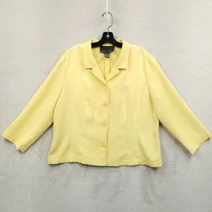 Yansi Fugel Jacket Women XL Yellow Check Button Long Sleeve Lightweight Blazer - Picture 1 of 11