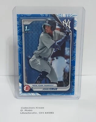 '24 #BP-77 John Cruz (RC) 1st Bowman Blue Bandana Print SP #063/125 (AUC02) - Image 1 of 2