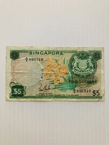Singapore 5 Dollars ND (1967) P-2a First Signature Rare - Picture 1 of 2